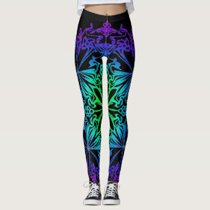 Leggings Elegante boho botánico verde azulado verde mandala
