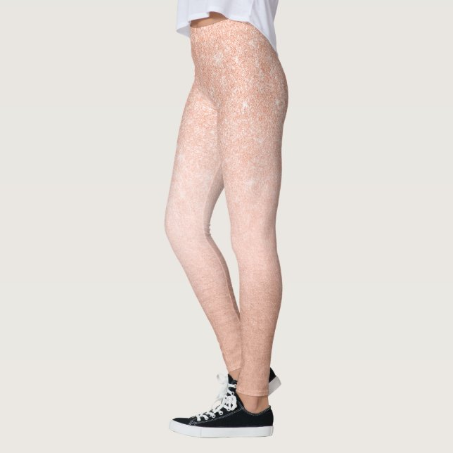 Leggings Elegante bonito gradiente rosa de cobre purpurina  (Izquierda)