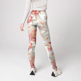 Leggings Elegante Bontanical de Gran Camelia en Pastel Rosa