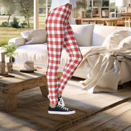 Leggings Elegante campiña de picnic blanco rojo tachado