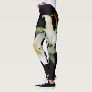 Leggings Elegante Casablanca White Oriental Lilies