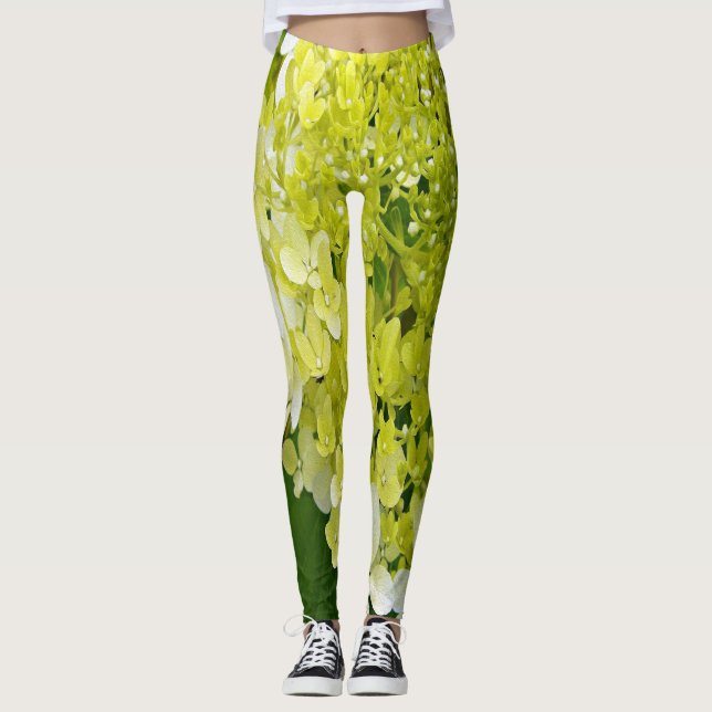Leggings Elegante Chartreuse Green Limelight Hydrangea (Anverso)
