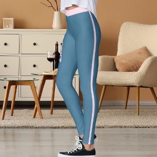 Leggings Elegante Clásico Personalizado Franjas Azules y Ro