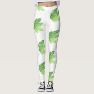 Leggings Elegante color de agua verde helechos hojas de bos