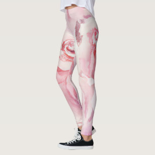 Leggings Elegante color rosa Rubor floral acuático