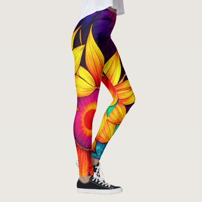 Leggings Elegante Colorido Flower Power Artwork | (Derecha)