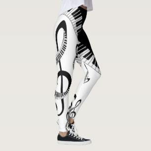 Leggings elegante con piano y notas musicales