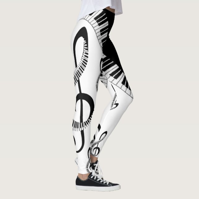 Leggings elegante con piano y notas musicales (Derecha)