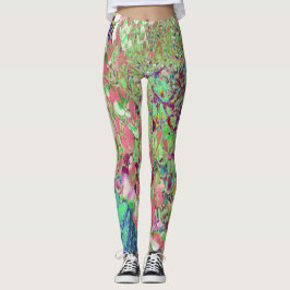 Leggings Elegante Coral y Chartreuse Limelight Hydrangea