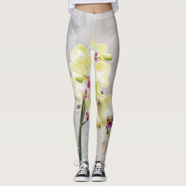 Leggings Elegante Crema Romántica y Orquídeas Lilac