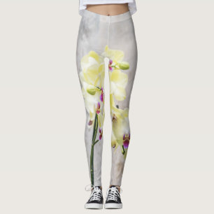 Leggings Elegante Crema Romántica y Orquídeas Lilac