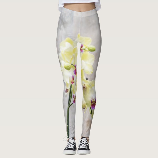 Leggings Elegante Crema Romántica y Orquídeas Lilac (Anverso)