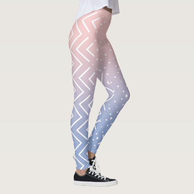 Leggings Elegante cuarzo rosa rosa azul pastel Chevron (Derecha)