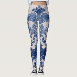 Leggings Elegante damasco Blue toile de jouy