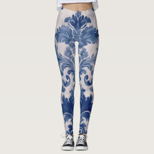Leggings Elegante damasco Blue toile de jouy