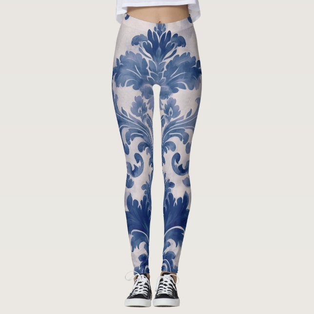 Leggings Elegante damasco Blue toile de jouy (Anverso)