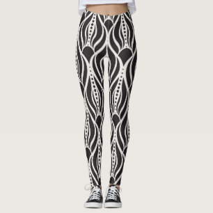 Leggings Elegante damasco floral, arte nuevo sin costura