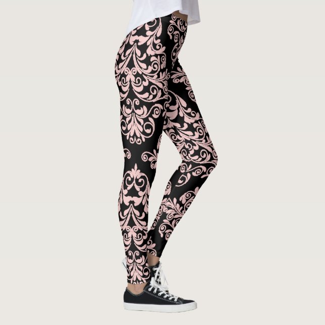 Leggings Elegante Damasco rosa y negro (Derecha)