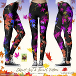 Leggings Elegante de hojas y ramas de varias legiones<br><div class="desc">Hermosas leggings artísticas inspiradas en la naturaleza. Estas leggings de calidad están embellecidas con un delicado patrón de hojas de arce japonesas multicolores. (Este artículo se muestra en negro - pero se puede personalizar en el color de fondo de su elección -¡elija entre el arco iris de los colores!) Perfectamente...</div>