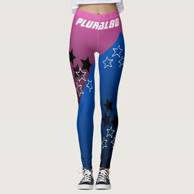 Leggings Elegante degradado azul rosa monogramado (Anverso)