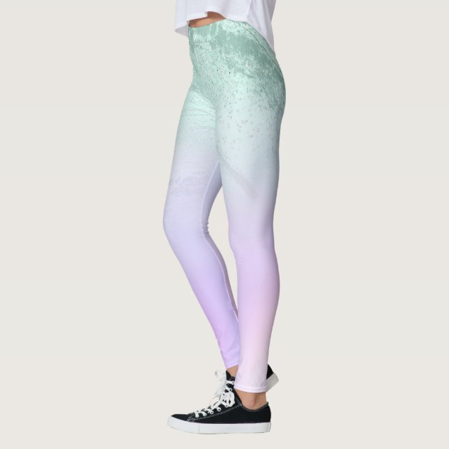 Leggings Elegante degradado moderno menta verde purpurina p (Izquierda)