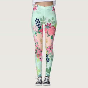 Leggings Elegante diseño de color de agua floral pintado d