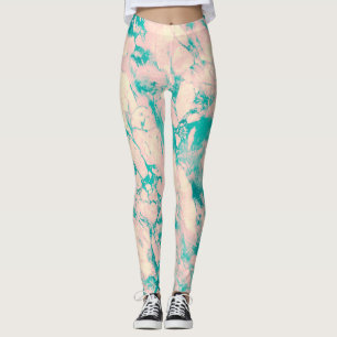 Leggings Elegante diseño de mármol rosa y azul