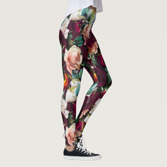 Leggings Elegante Ejercicio De Trabajo Botánico Floral (Derecha)