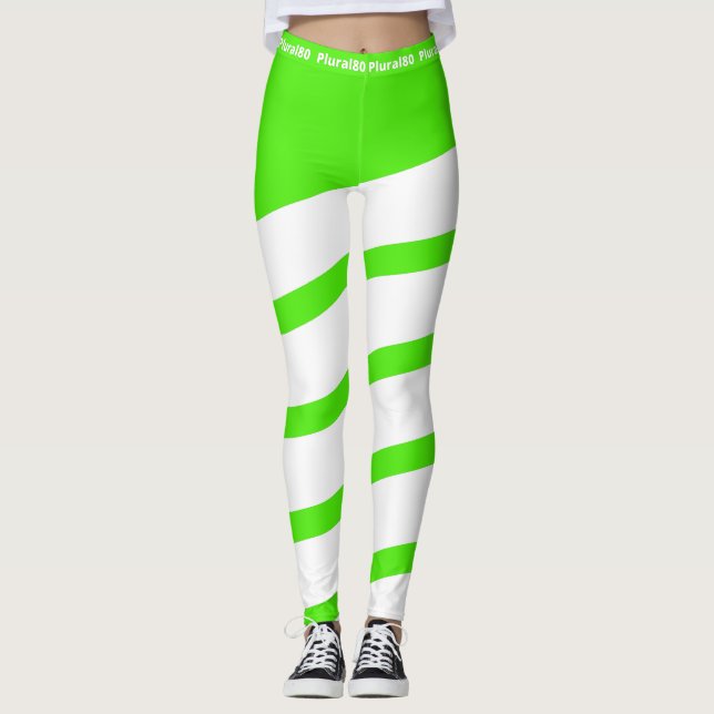 Leggings Elegante ejercicio en blanco y verde (Anverso)
