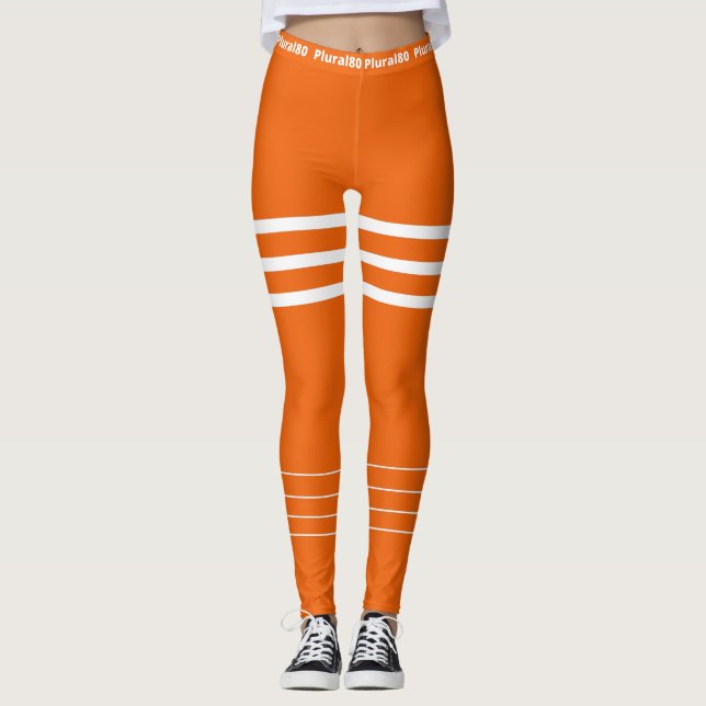 Leggings Elegante entrenamiento blanco naranja (Anverso)