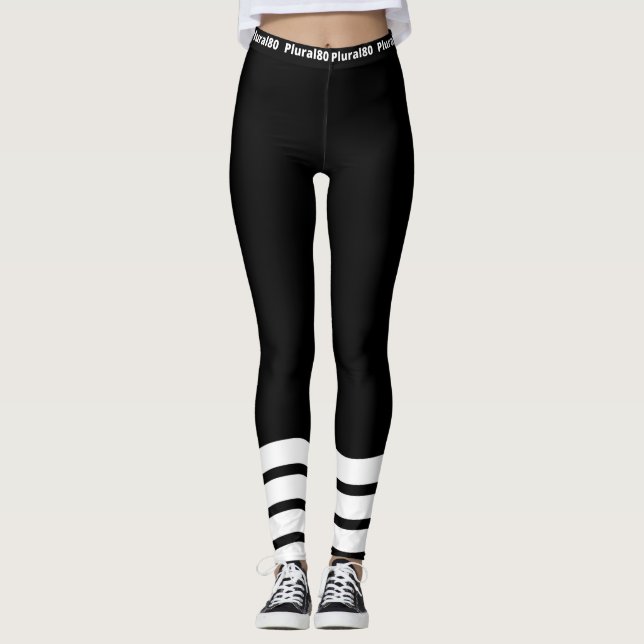 Leggings Elegante entrenamiento blanco negro (Anverso)