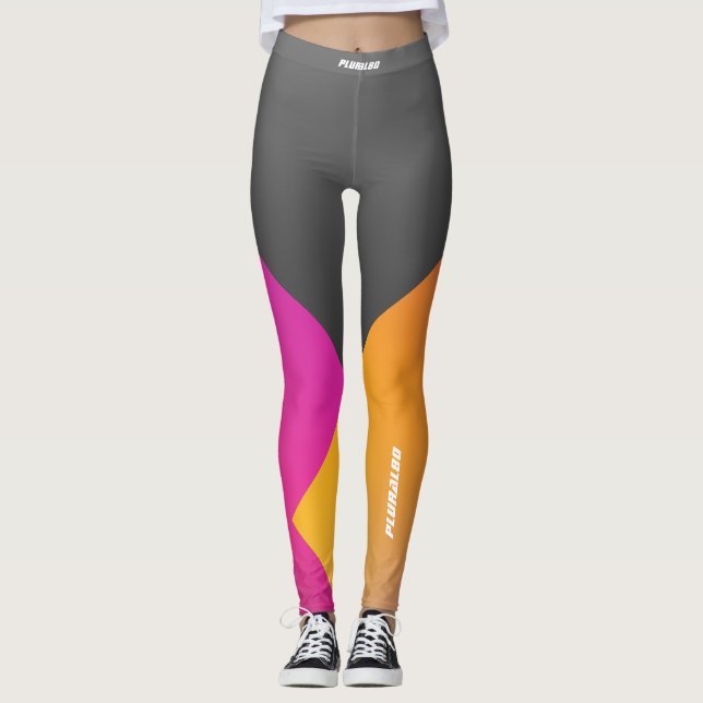Leggings Elegante entrenamiento en amarillo rosa gris monog (Anverso)