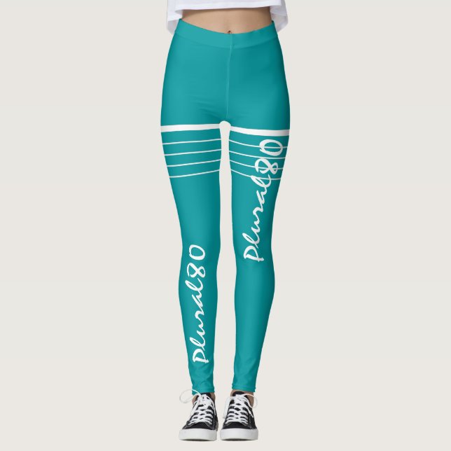 Leggings Elegante entrenamiento monogramado en blanco azul (Anverso)