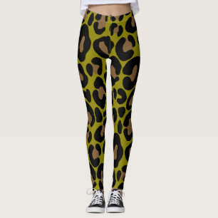 Leggings Elegante estampado de leopardo verde oliva y negro