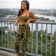 Elegante estampado dorado de oro en negro