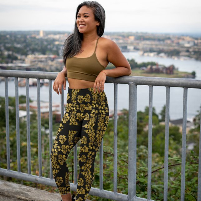 Leggings Elegante estampado dorado de oro en negro (Subido por el creador)