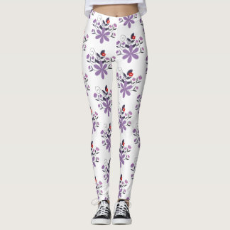 Leggings Elegante estampado floral violeta gris violeta