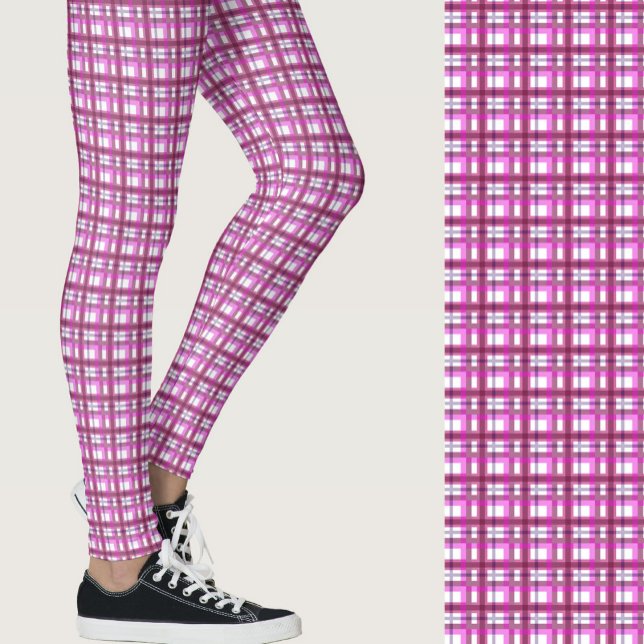 Leggings Elegante estampado geométrico de cuadros rosa (Subido por el creador)