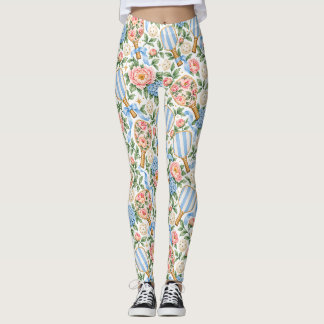 Leggings Elegante Estilo Costero Preppy de Pickleball Azul