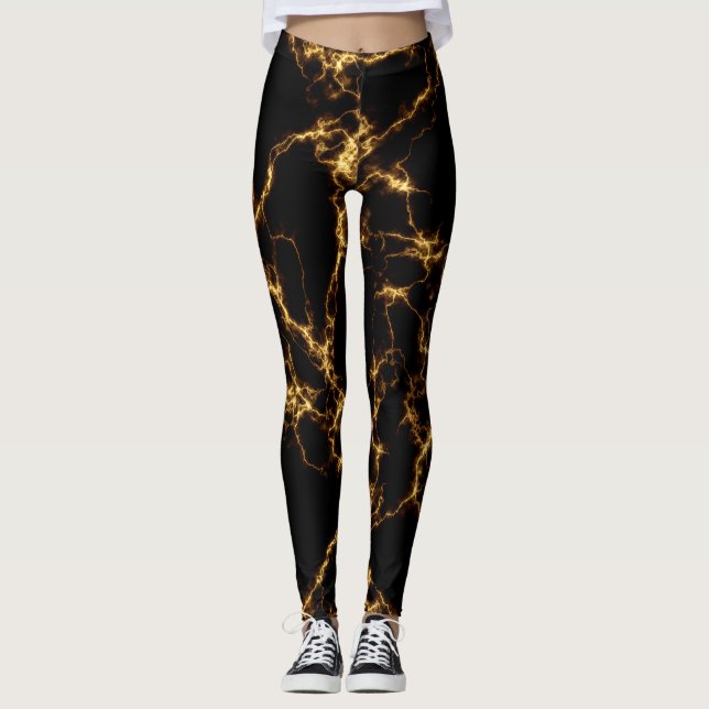 Leggings Elegante estilo de mármol3 - Oro negro (Anverso)
