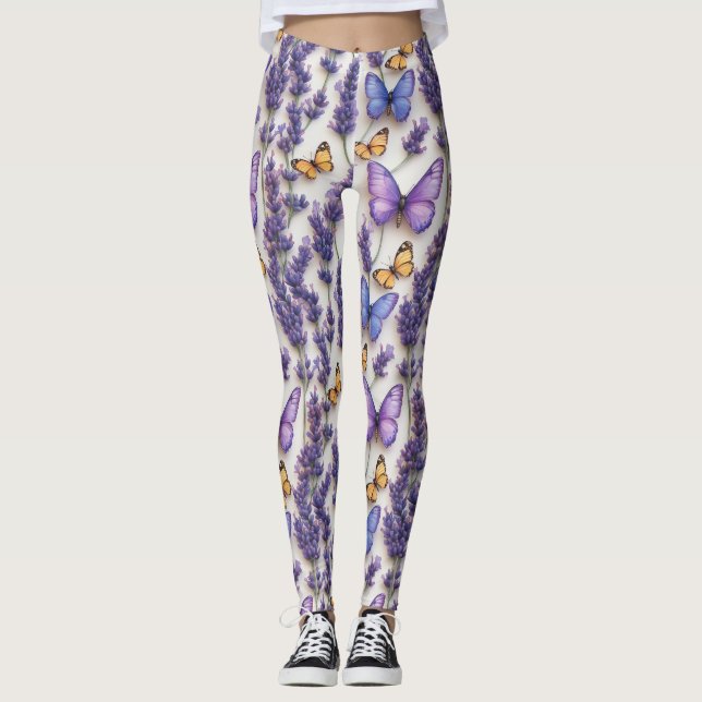 Leggings Elegante estilo mariposa y lavanda (Anverso)