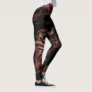 Leggings Elegante estilo moderno de mármol negro de cobre 