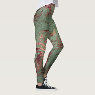 Leggings Elegante estilo moderno de mármol verde rosa de co