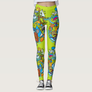 Leggings Elegante estilo personalizado dibujar Viajar Neón