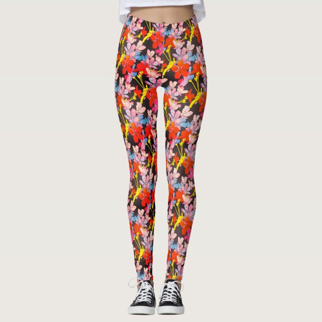 Leggings Elegante Flor Amarilla Y Azul (Anverso)