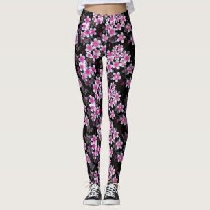 Leggings Elegante Flor Rosa Y Blanca De Rubor