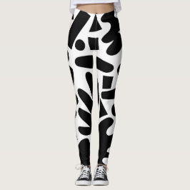 Leggings Elegante Forma de boho blanco y negro Fitness