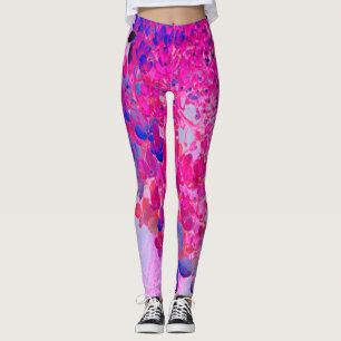 Leggings Elegante Fuchsia e Hidrangea Luminosa Azul Oscuro