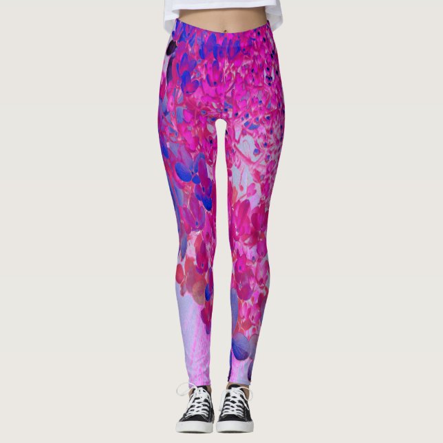 Leggings Elegante Fuchsia e Hidrangea Luminosa Azul Oscuro (Anverso)