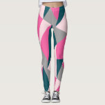 Leggings Elegante geométrico pastel rosa caliente verde esm<br><div class="desc">Diseño geométrico moderno en tonos rosa,  gris y verde.</div>